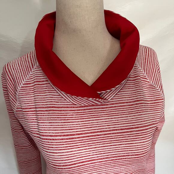 Under Armour Funnel Neck Womens Top Size XS Athleisure Stripe Pullover Cold Gear - Picture 2 of 13